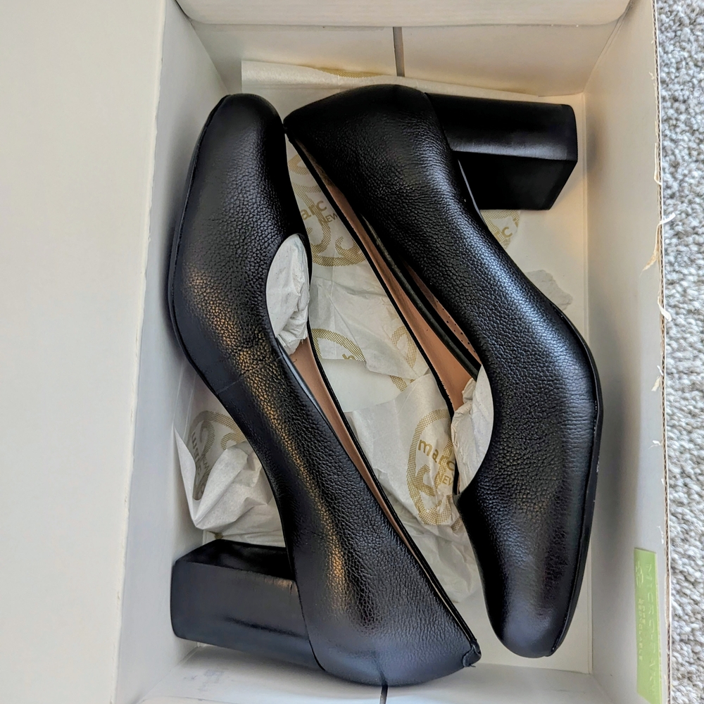 Marc Joseph Black Genuine Leather Heels with Block Heel